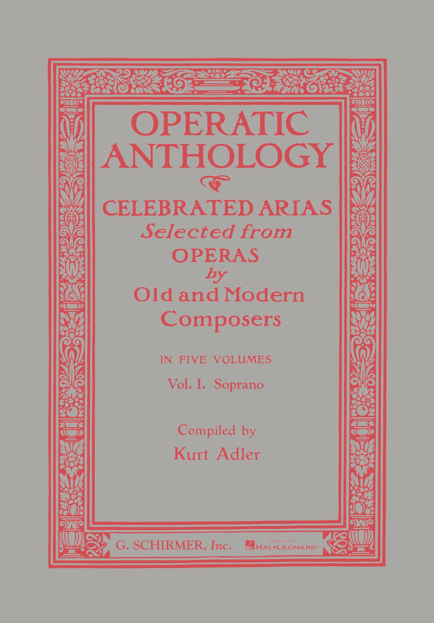 オペラ歌曲集第1巻（ソプラノ）／Operatic Anthology Volume 1 (Soprano & Piano)