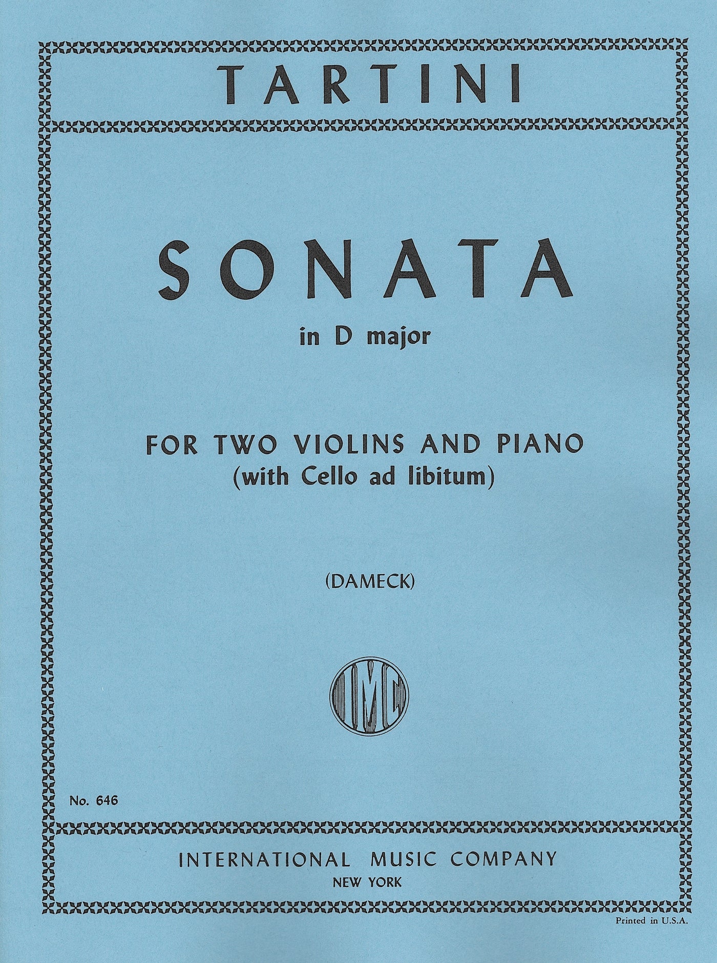 ソナタ ニ長調（ヴァイオリンデュエット）／Sonata in D Major (Violin Duet & Piano)