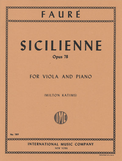 シシリエンヌ 作品78（ヴィオラソロ）／Sicilienne Opus 78 (Viola & Piano)