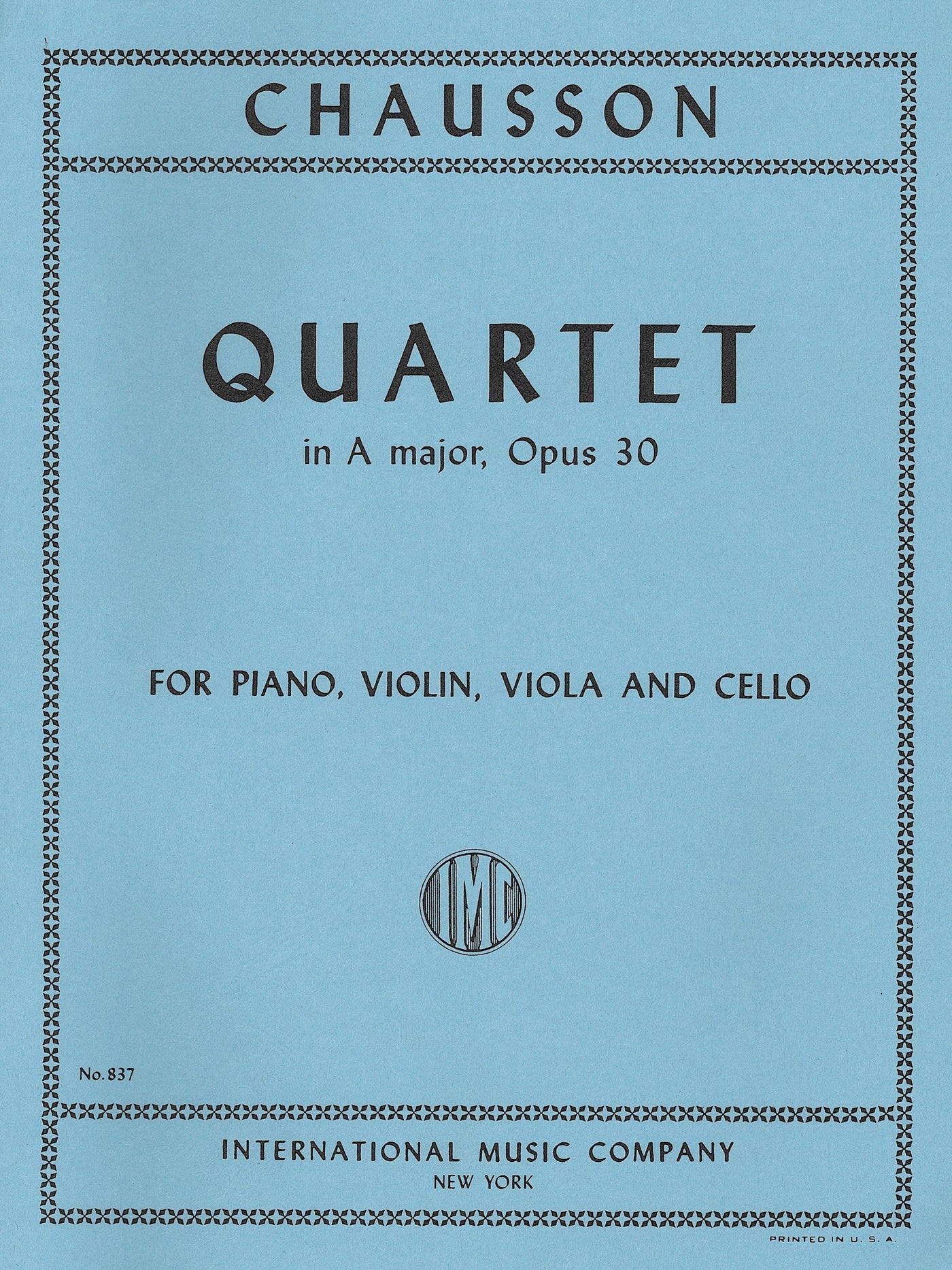 ピアノ4重奏曲 イ長調 Op.30（ピアノ4重奏）／Piano Quartet in A Major Opus 30