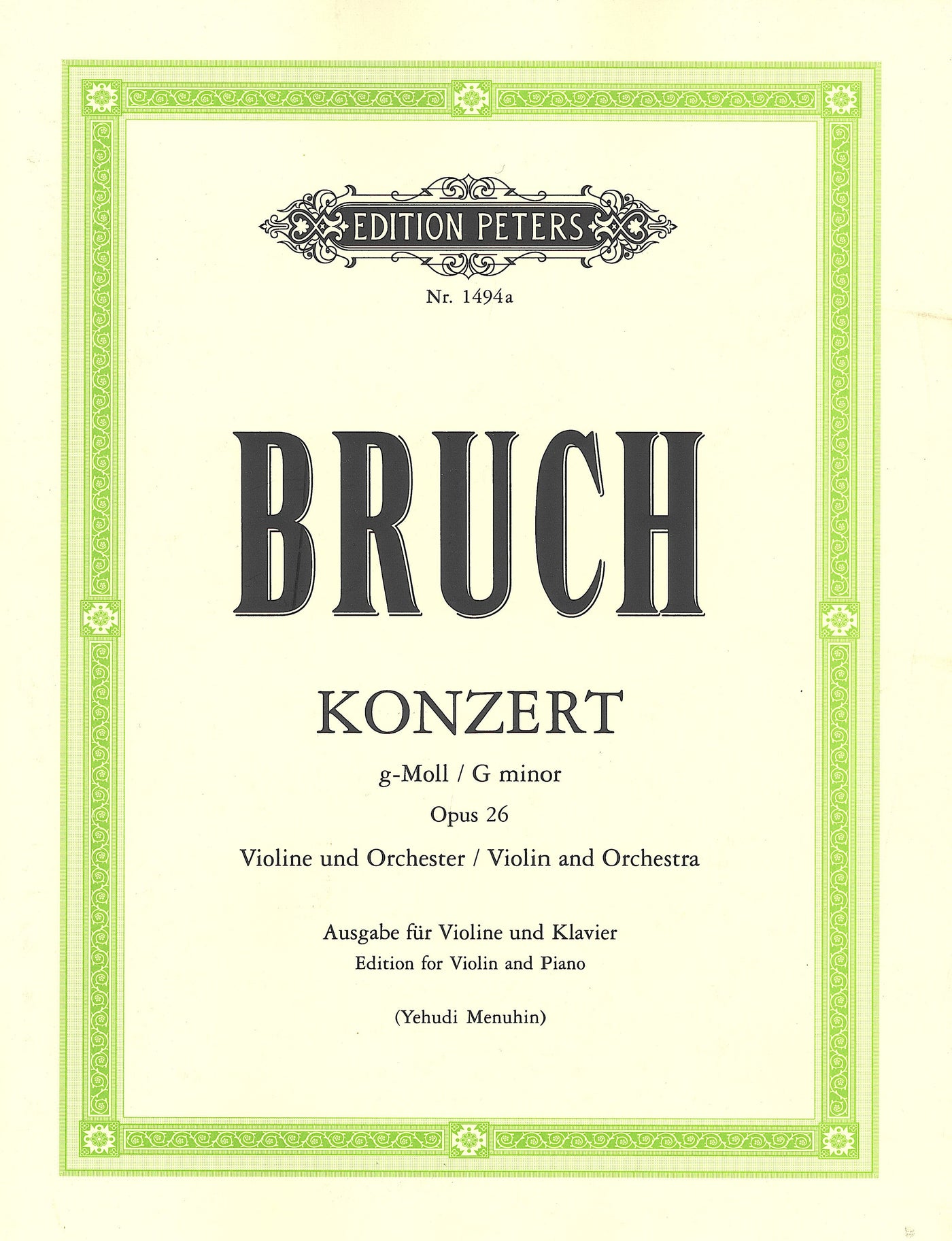 ヴァイオリン協奏曲 第1番 ト短調 Op.26（ヴァイオリンソロ）／Violin Concerto No.1 in G minor Op. 26