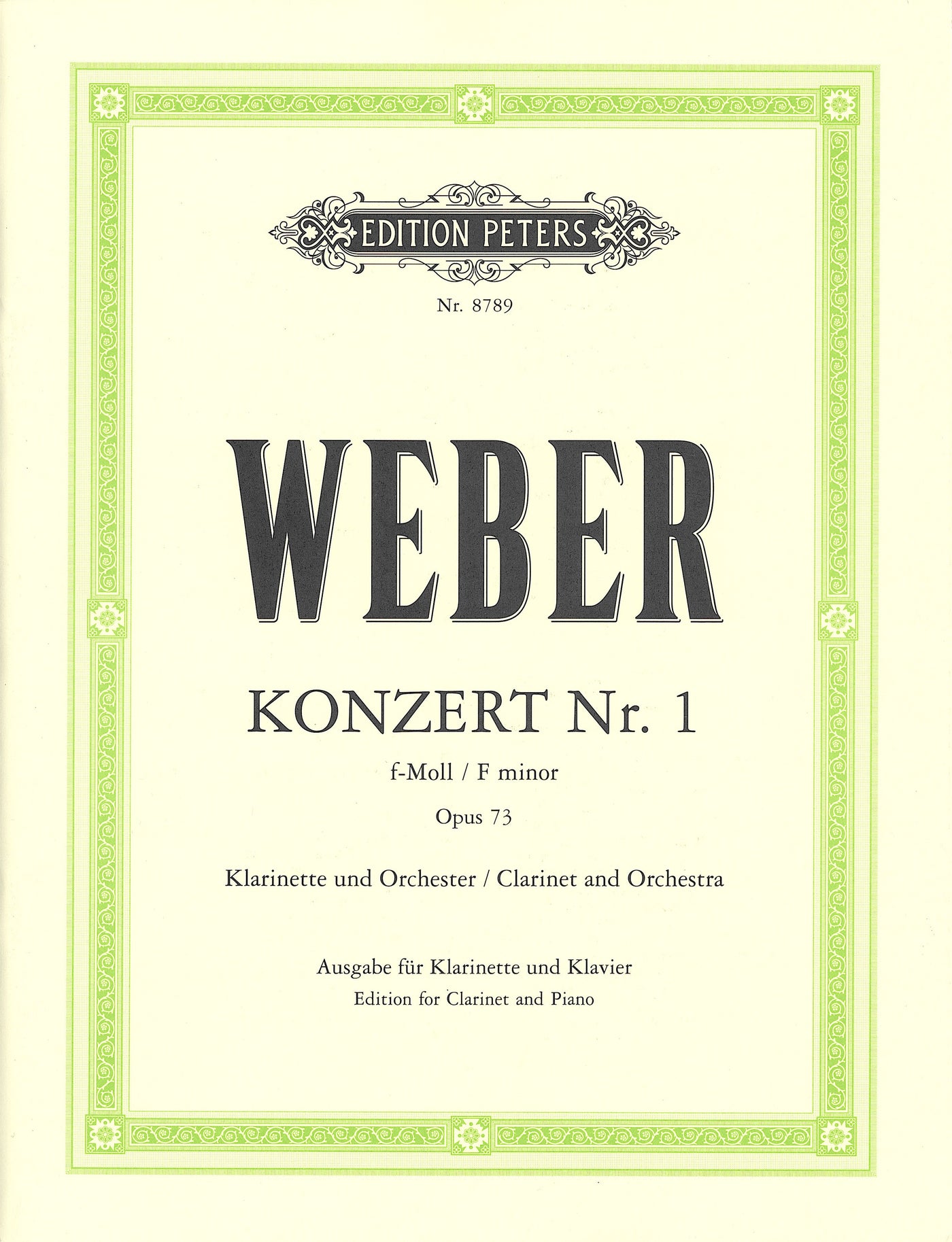 クラリネット協奏曲 第1番 ヘ短調 Op.73（クラリネットソロ）／Clarinet Concerto No. 1 in F minor Op. 73