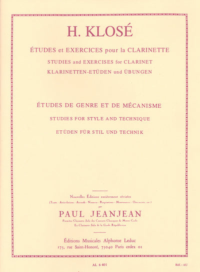 様式とメカニズムの練習曲（クラリネット）／Etudes de Genre et de Mecanisme