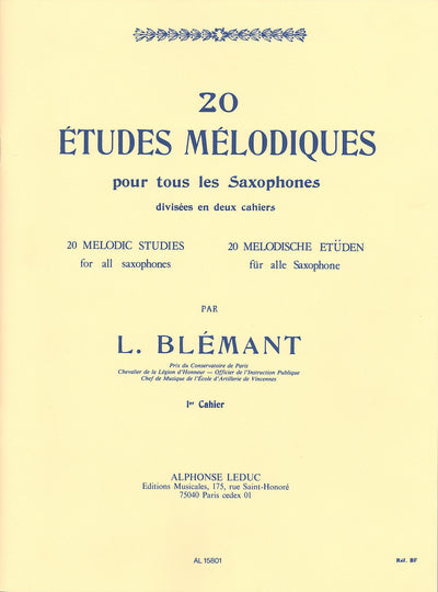 20の旋律的練習曲 第1巻（サックス）／20 Etudes Melodiques Vol. 1