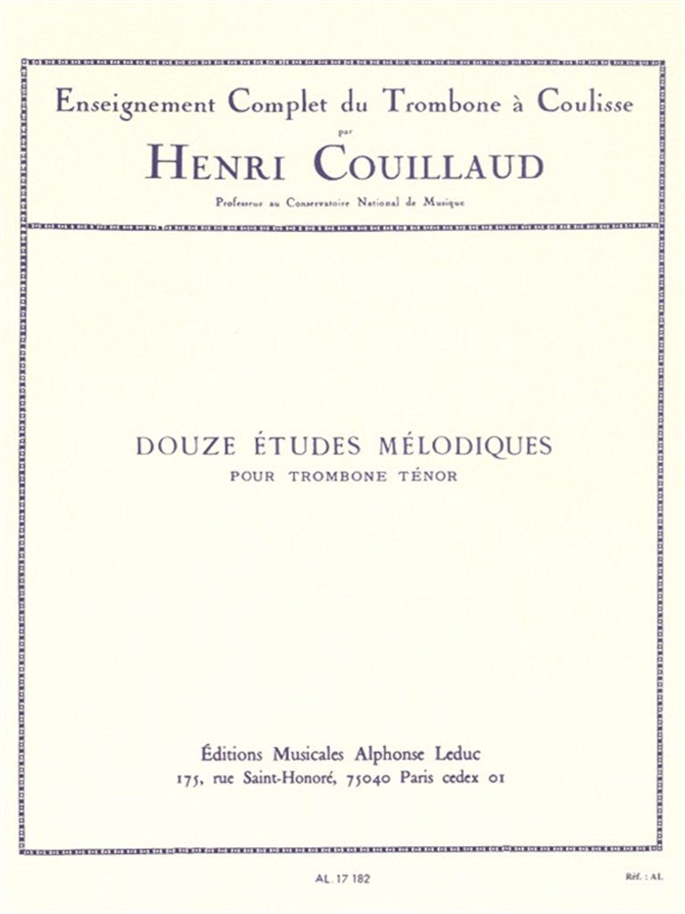 12の旋律的練習曲（トロンボーン）／Douze Etudes Melodiques (Trombone)