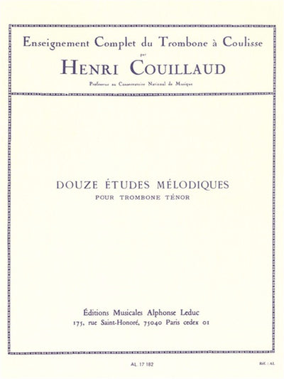 12の旋律的練習曲（トロンボーン）／Douze Etudes Melodiques (Trombone)