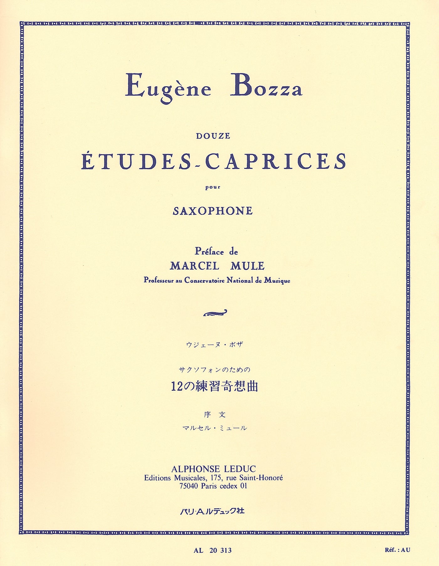 ボザ：12の練習奇想曲／12 Etudes-Caprices（Sax.）