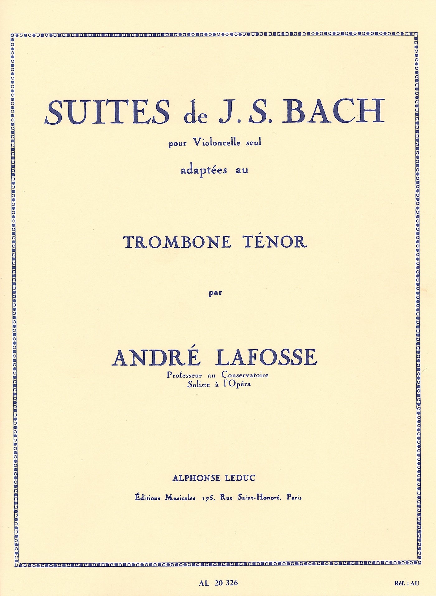 無伴奏チェロ組曲より（トロンボーンソロ）／Suites de J.S. Bach pour Violincello (Trombone)