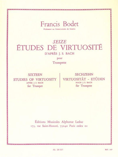 バッハによる16の技巧的練習曲（トランペット）／16 Etudes de Virtuosite d'apres Bach