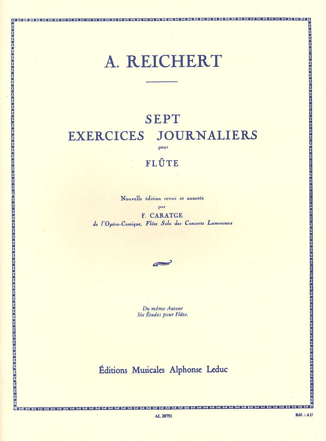 ライヒェルト：7つの日課練習曲 Op.5（フルート）／Sept Exercices