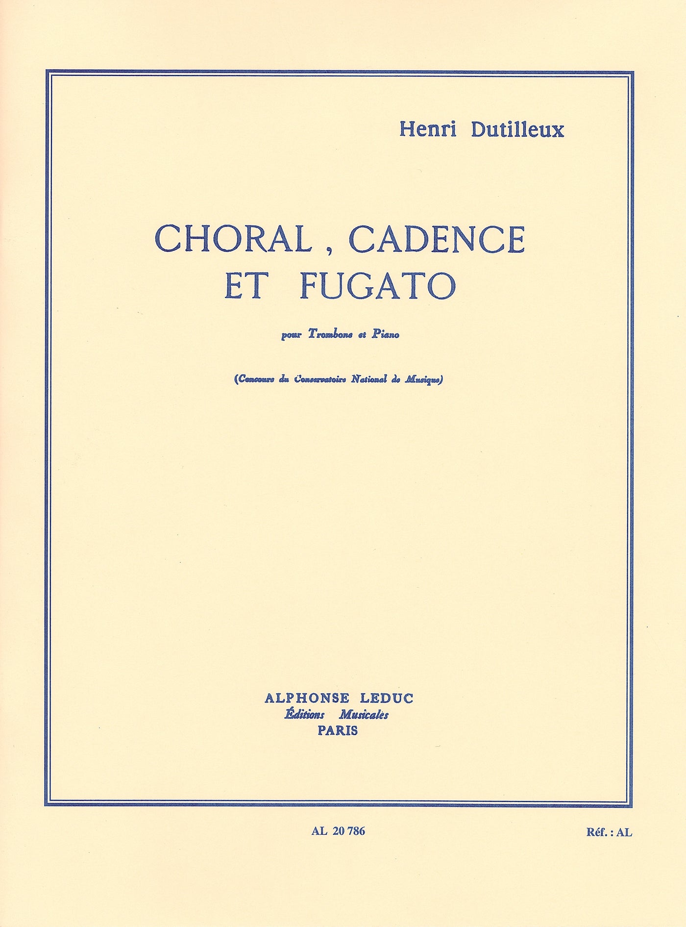 コラール、カデンツァとフガート（トロンボーンソロ）／Choral, Cadence et Fugato