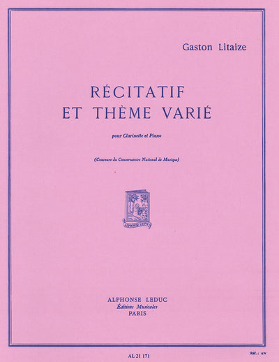 レチタティーヴォと主題変奏（クラリネットソロ）／Recitatif et Theme Varie