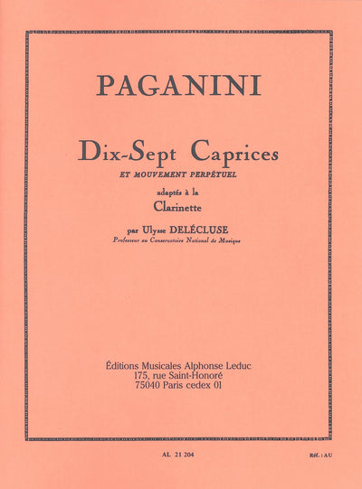 17のカプリスと無窮動（クラリネットソロ）／17 Caprices et Mouvement Perpetuel