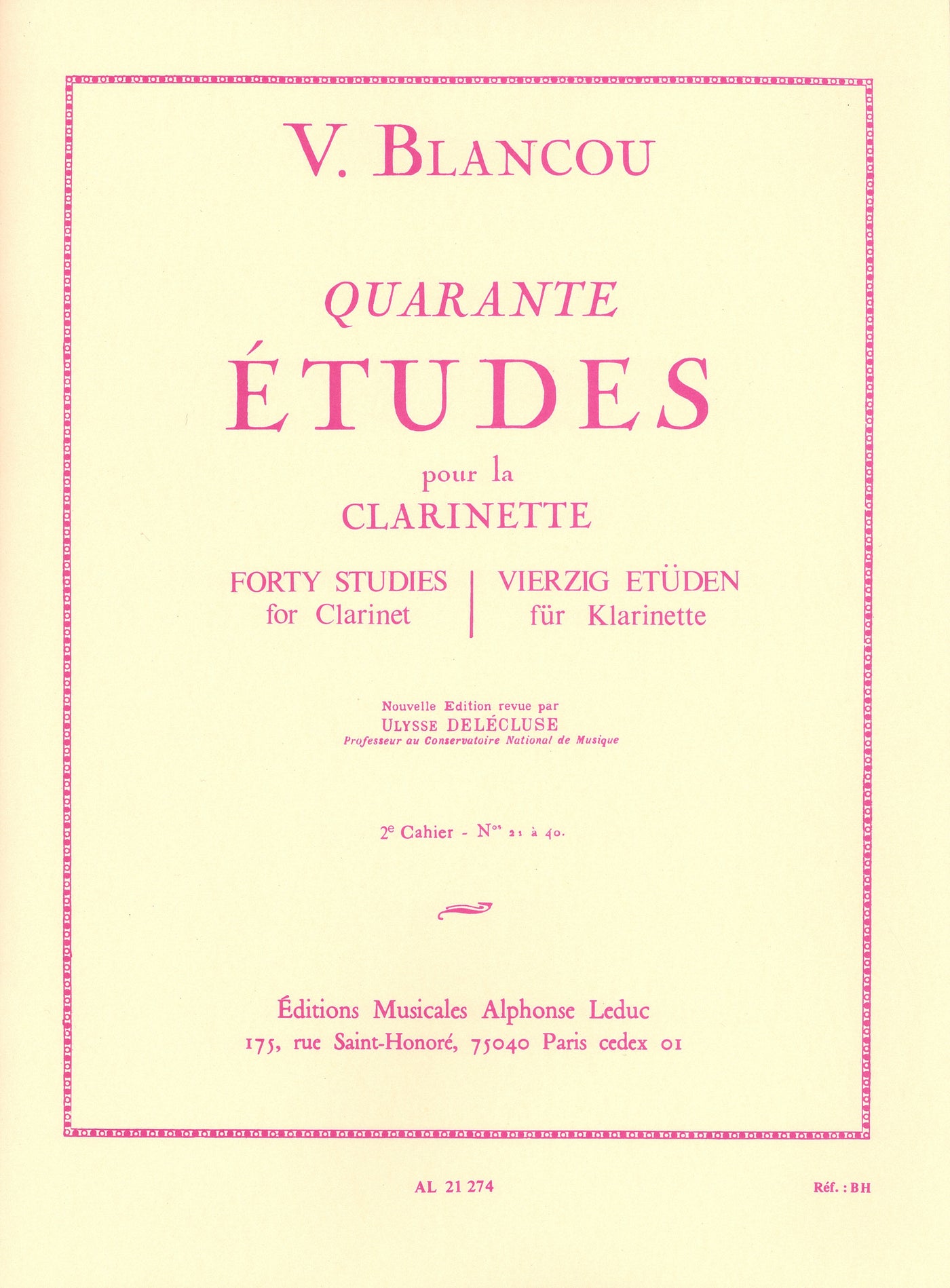 クラリネットのための40の練習曲 第2巻（クラリネット）／40 Etudes Volume 2