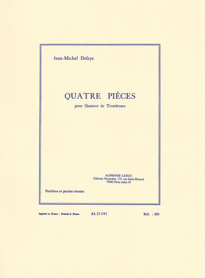 4つの小品（トロンボーン4重奏）／4 Pieces (Trombone Quartet)