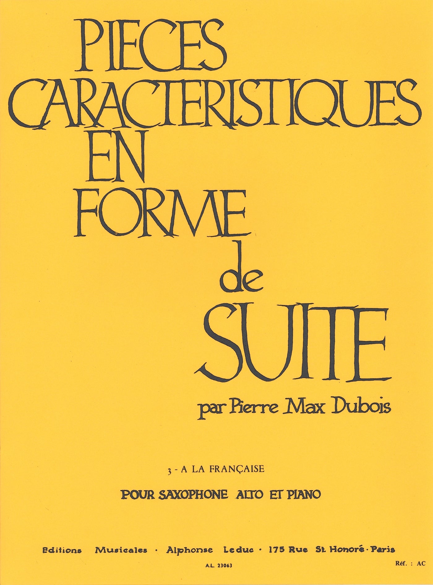 性格的小品集 3．フランス風に（アルトサックスソロ）／Pieces Caracteristiques en Forme de Suite No.3