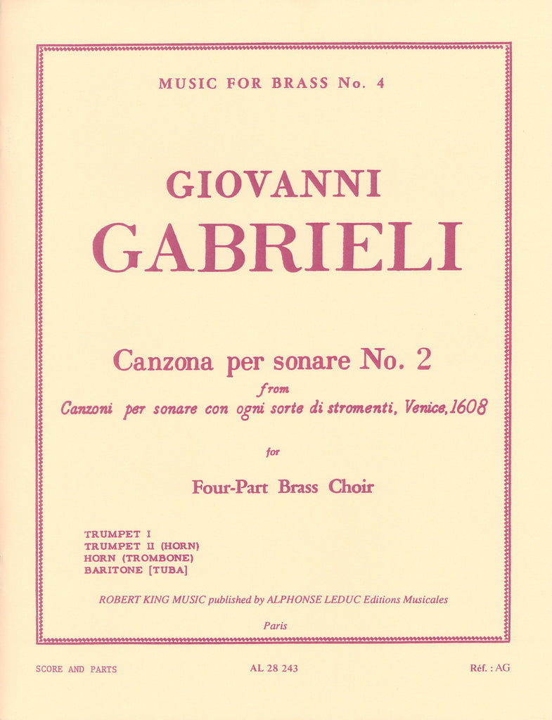 カンツォーナ・ペル・ソナーレ 第2番（金管4重奏）／Canzona per