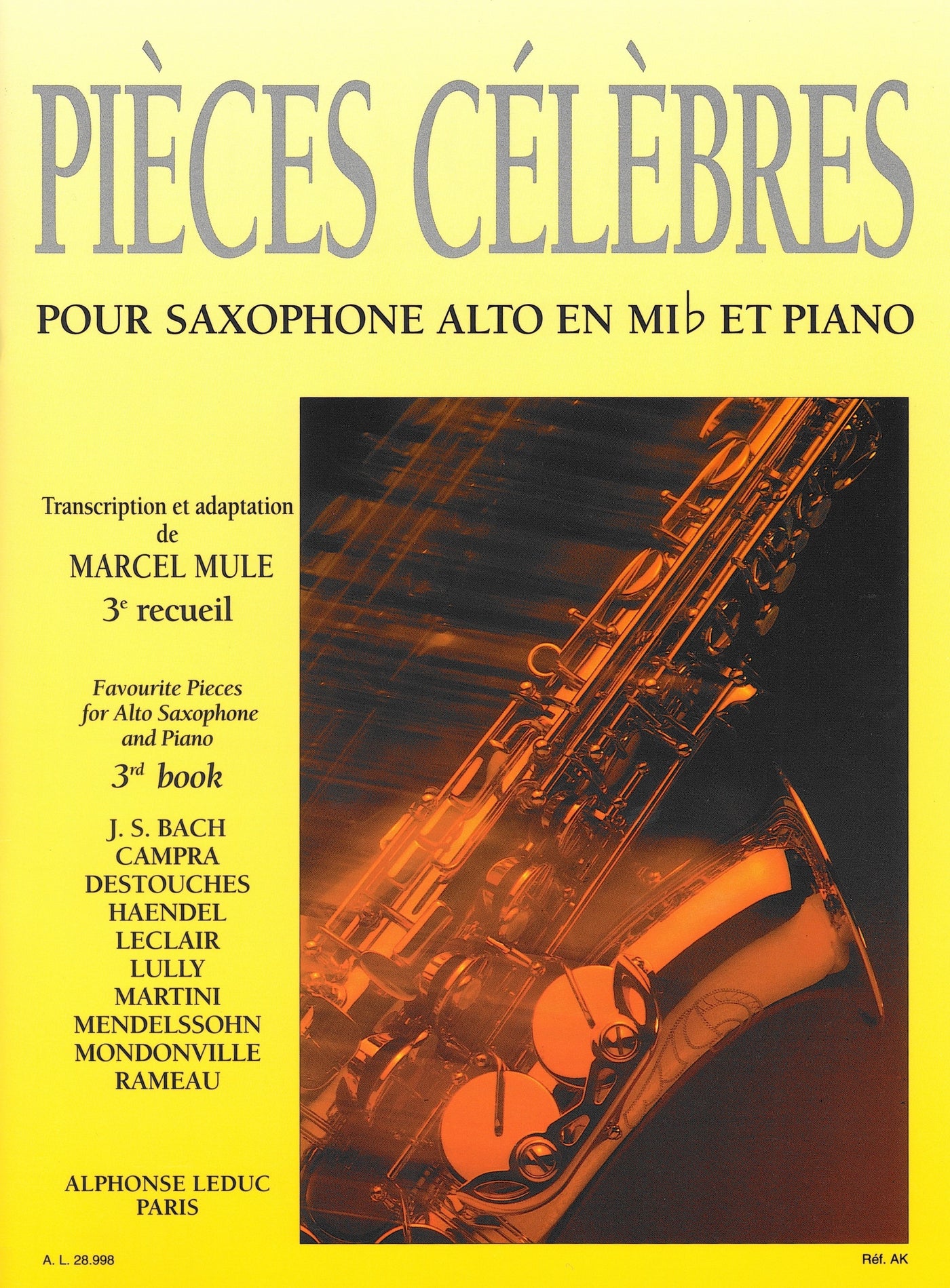 アルト・サクソフォンのための作品選集 第3巻（アルトサックスソロ）／Pieces Celebres Volume 3 (A.Sax & Piano)