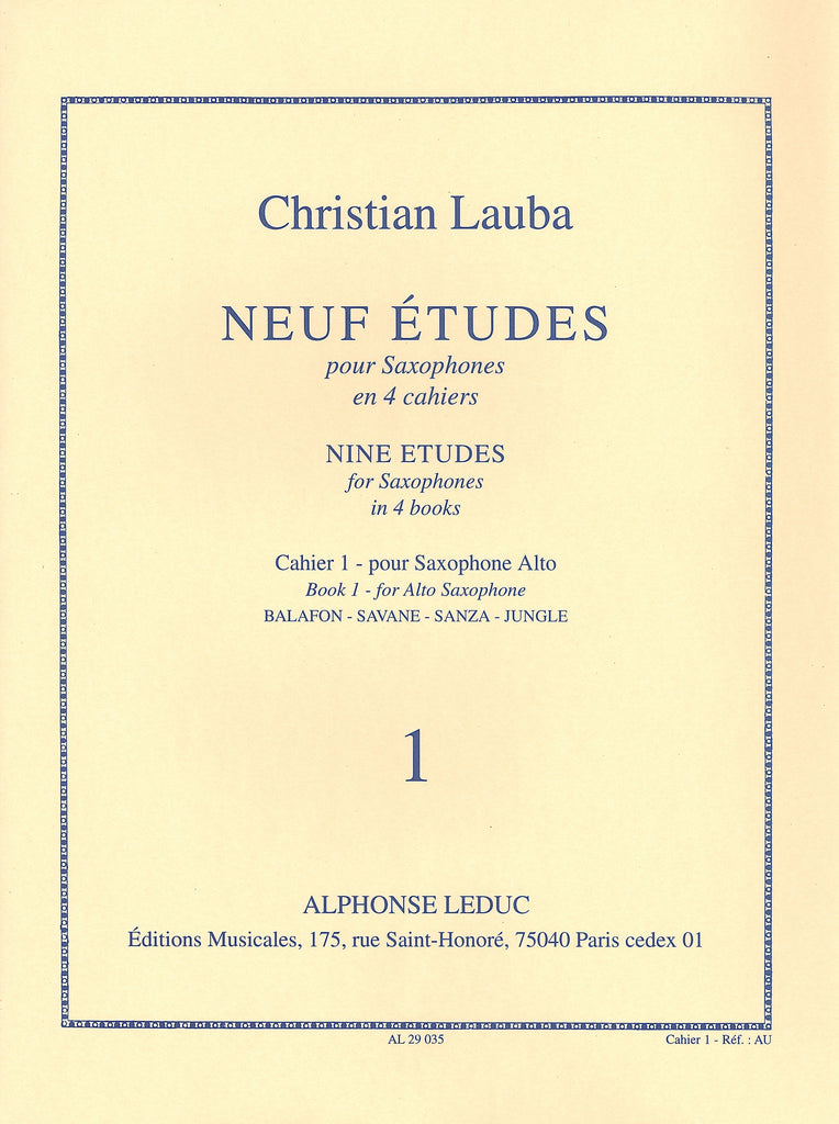 9つの練習曲 第1巻（サックス）／9 Etudes Volume 1 (Alto Saxophone