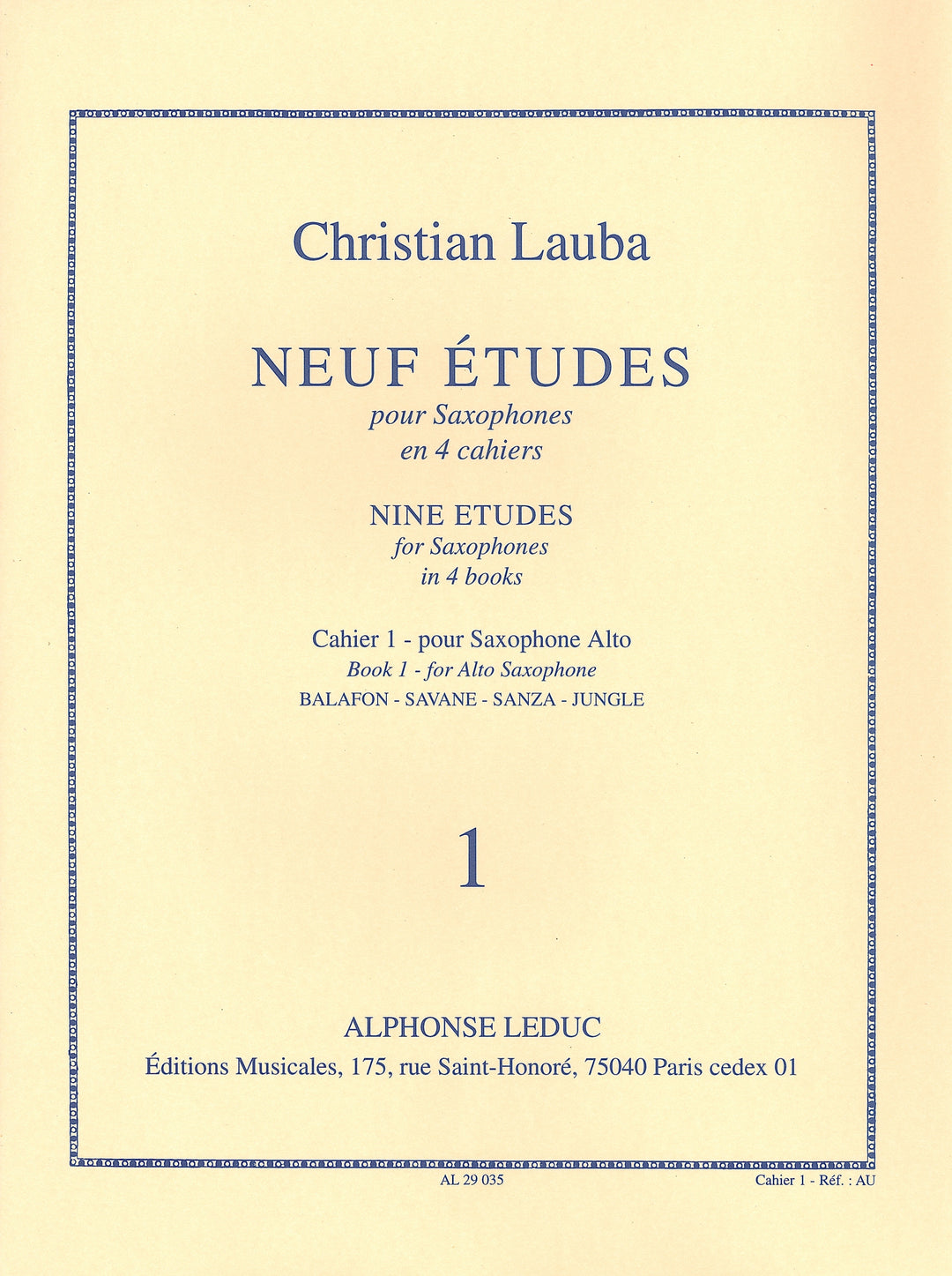 9つの練習曲 第1巻（サックス）／9 Etudes Volume 1 (Alto Saxophone