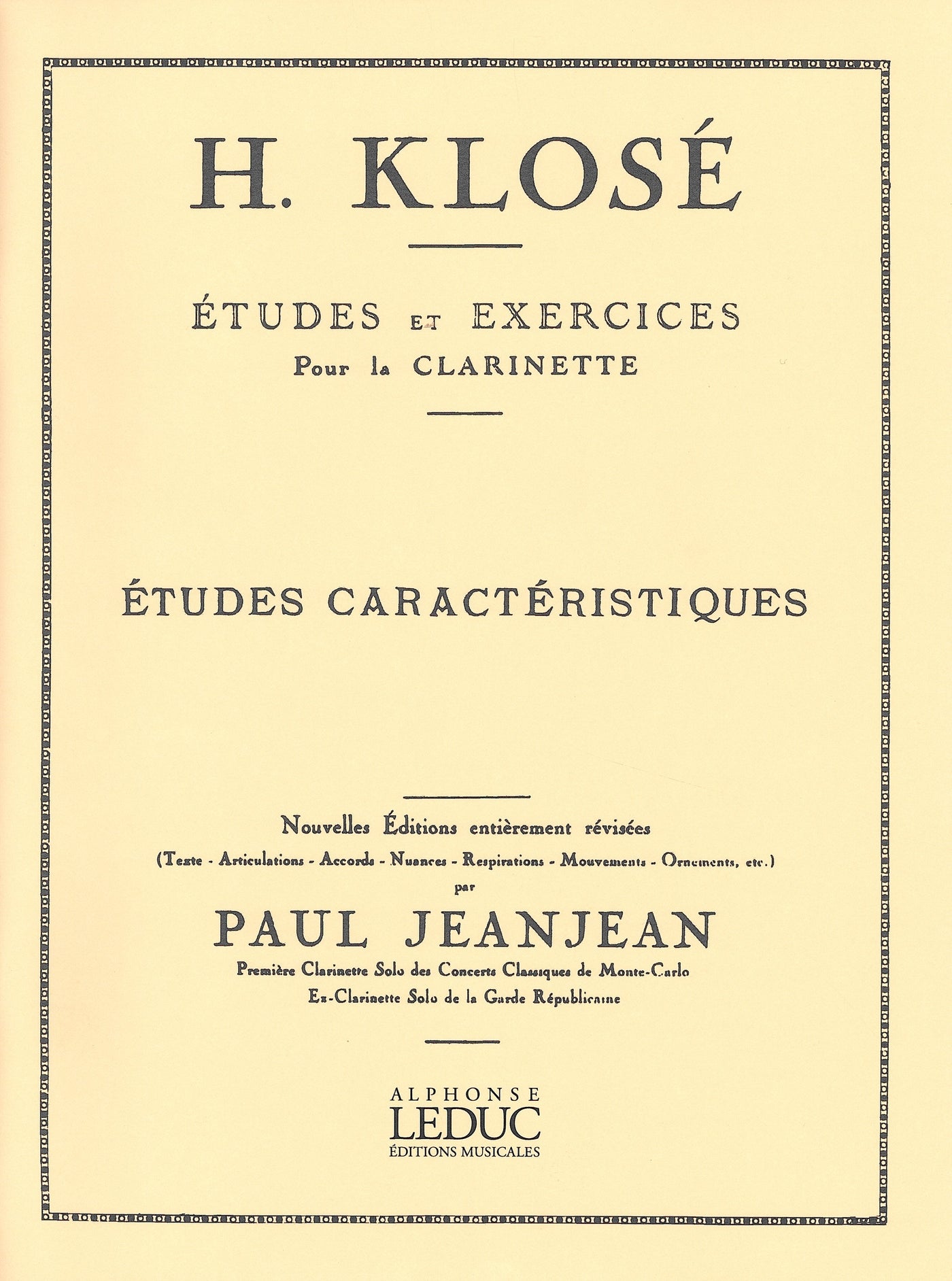 特徴的練習曲（20の練習曲）（クラリネット）／Etudes Caracteristique