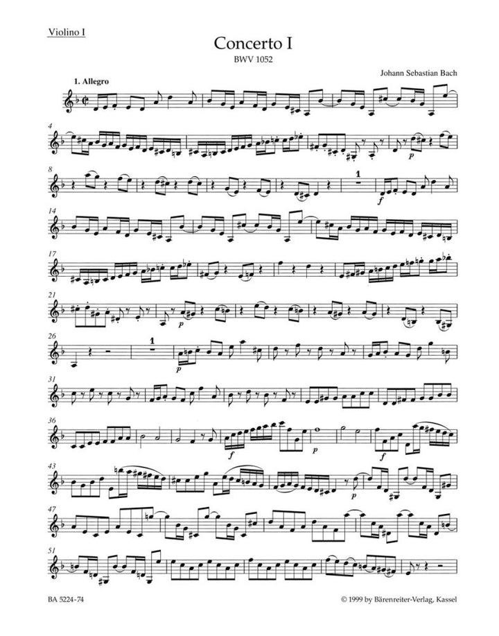 Harpsichord Concerto No. 1 BWV 1052 – ウィンズスコア