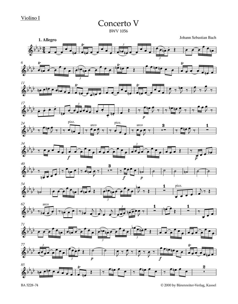 輸入譜Johann Pezel SixPieces for BrassChoir Harpsichord Concerto No. 5 BWV 1056 – ウィンズスコア