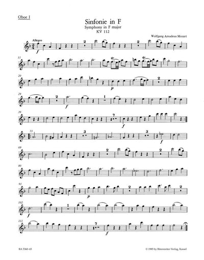 Symphony No. 13 in F Major K. 112
