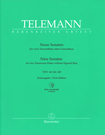 2本のフルートのための9つのソナタ（フルートデュエット）／9 Sonatas for 2 Flutes without Bass TWV40:141-149