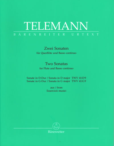 2つのフルート・ソナタ TWV 41:D9, TWV 41:G9（音楽の練習帳より）（フルートソロ）／2 Sonatas for Flute and Basso continuo (Barenreite