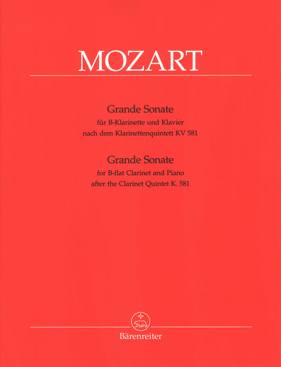 グランド・ソナタKV581（クラリネット5重奏曲KV581）（Bb管クラリネットソロ）／Grande Sonate KV 581 (Clarinet in Bb & Piano)