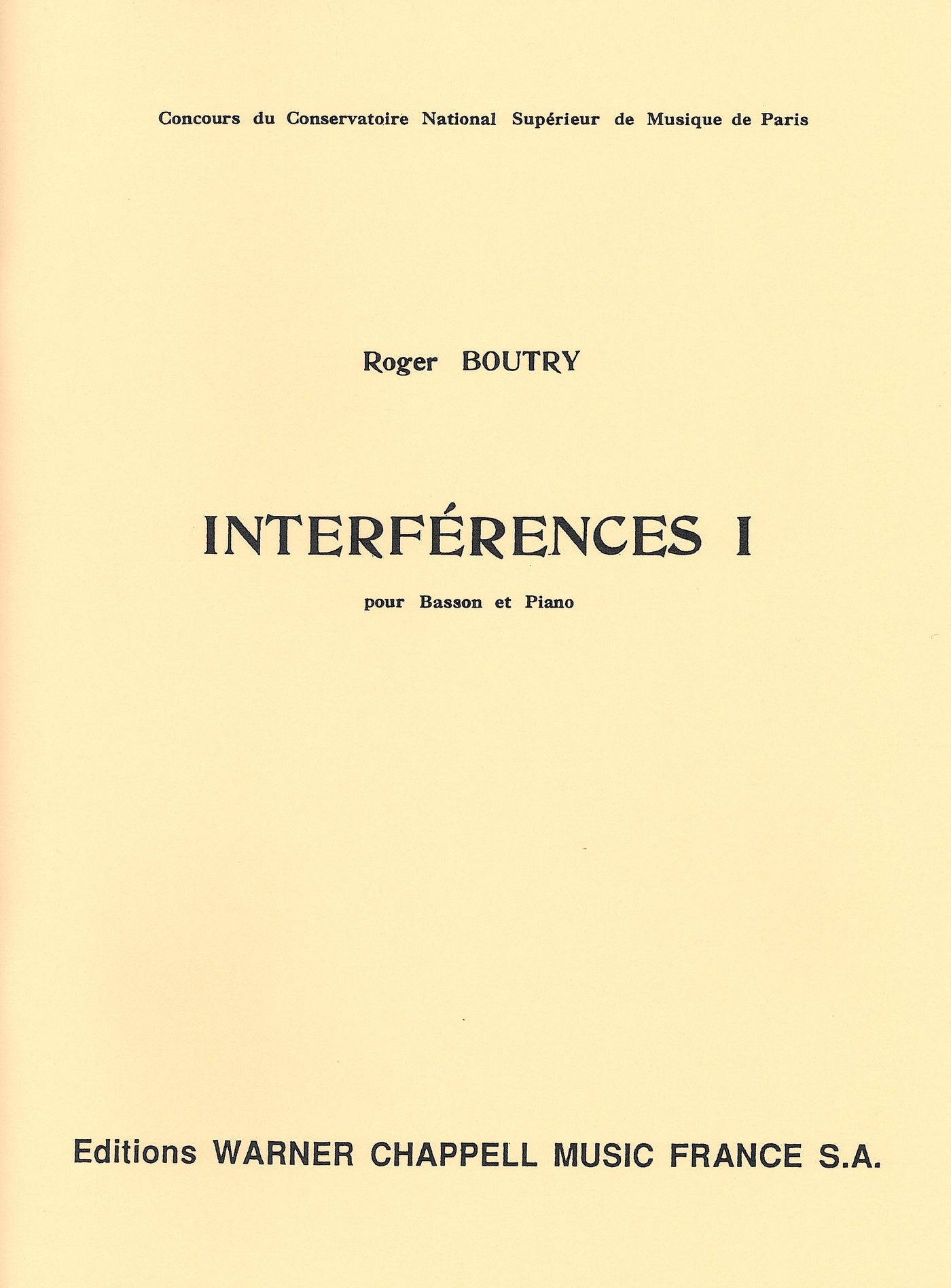 アンテルフェランス1（ファゴットソロ）／Interferences I (Bassoon & Piano)