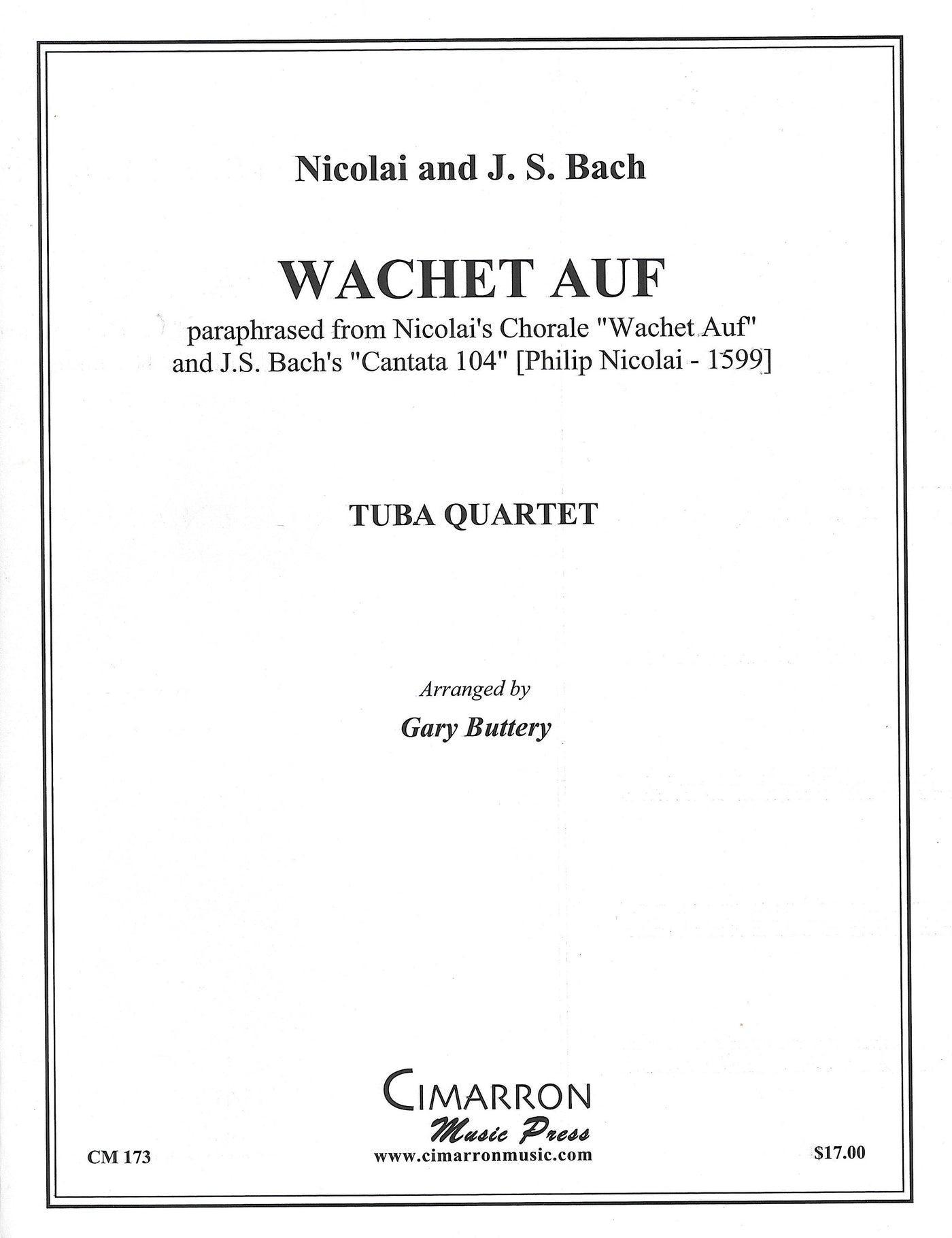 目覚めよ、と呼ぶ声あり（バリ・チューバ4重奏）／Wachet Auf (Bari-Tuba Quartet) (Cimarron Music)