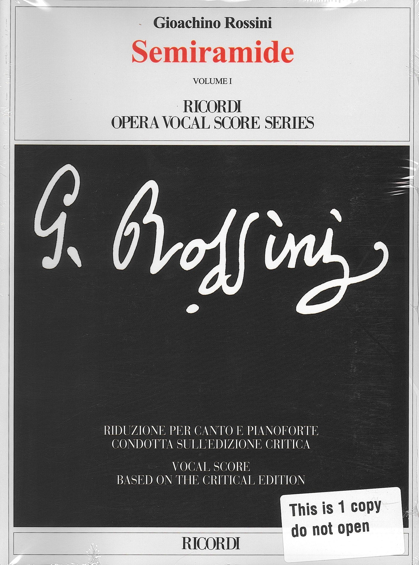 歌劇「セミラーミデ」（伊語/英語）（2冊セット）／Semiramide (Vocal Score)