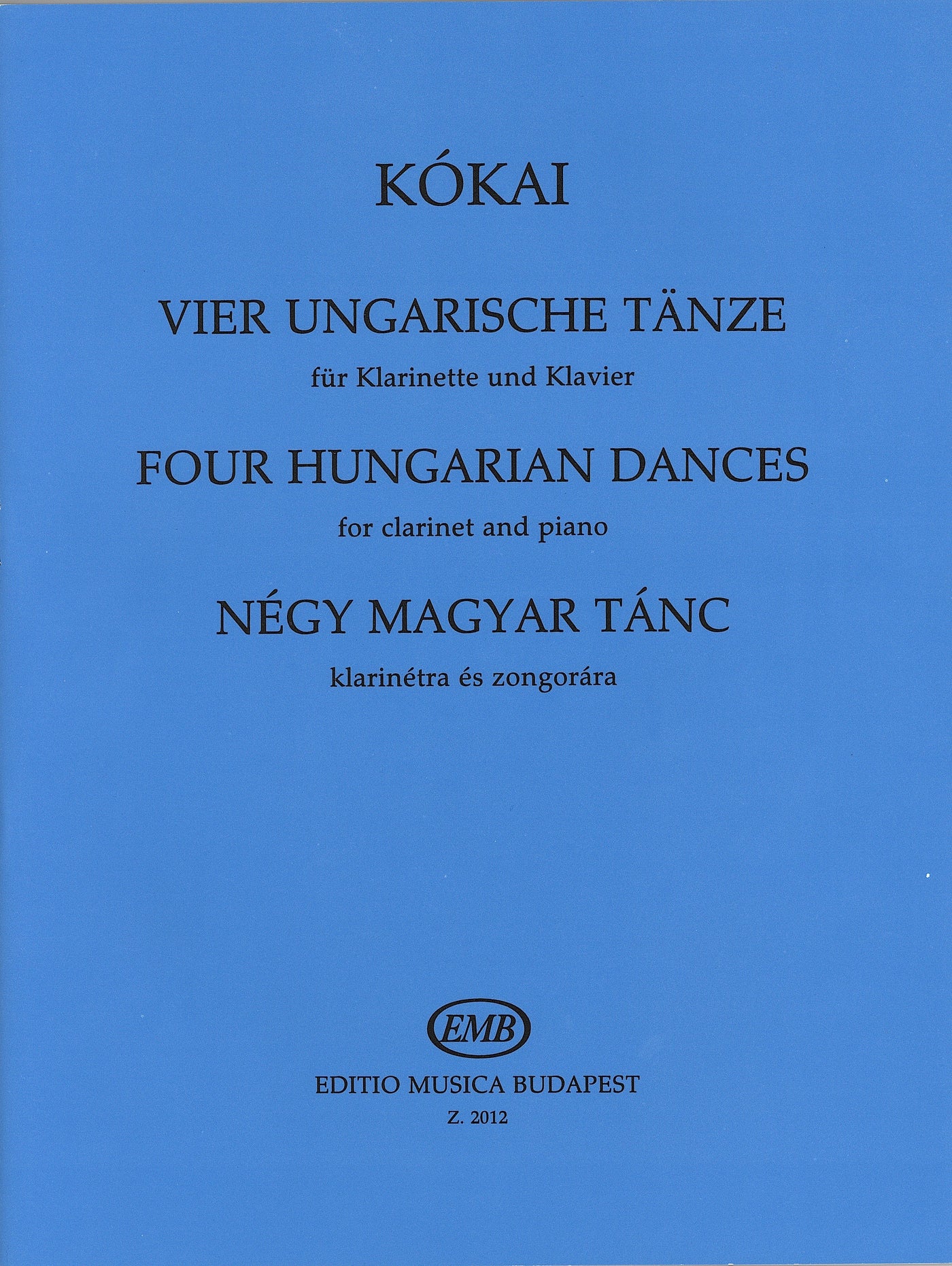 4つのハンガリー舞曲（クラリネットソロ）／Four Hungarian Dances (Clarinet & Piano)