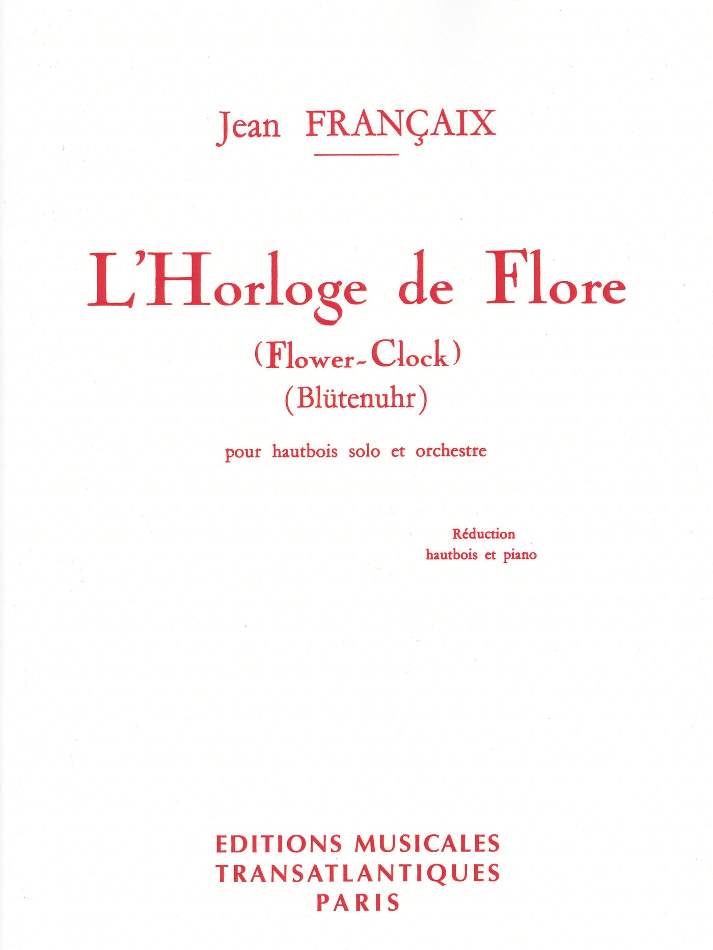 花時計（オーボエソロ）／L'Horloge de Flore (Oboe & Piano)