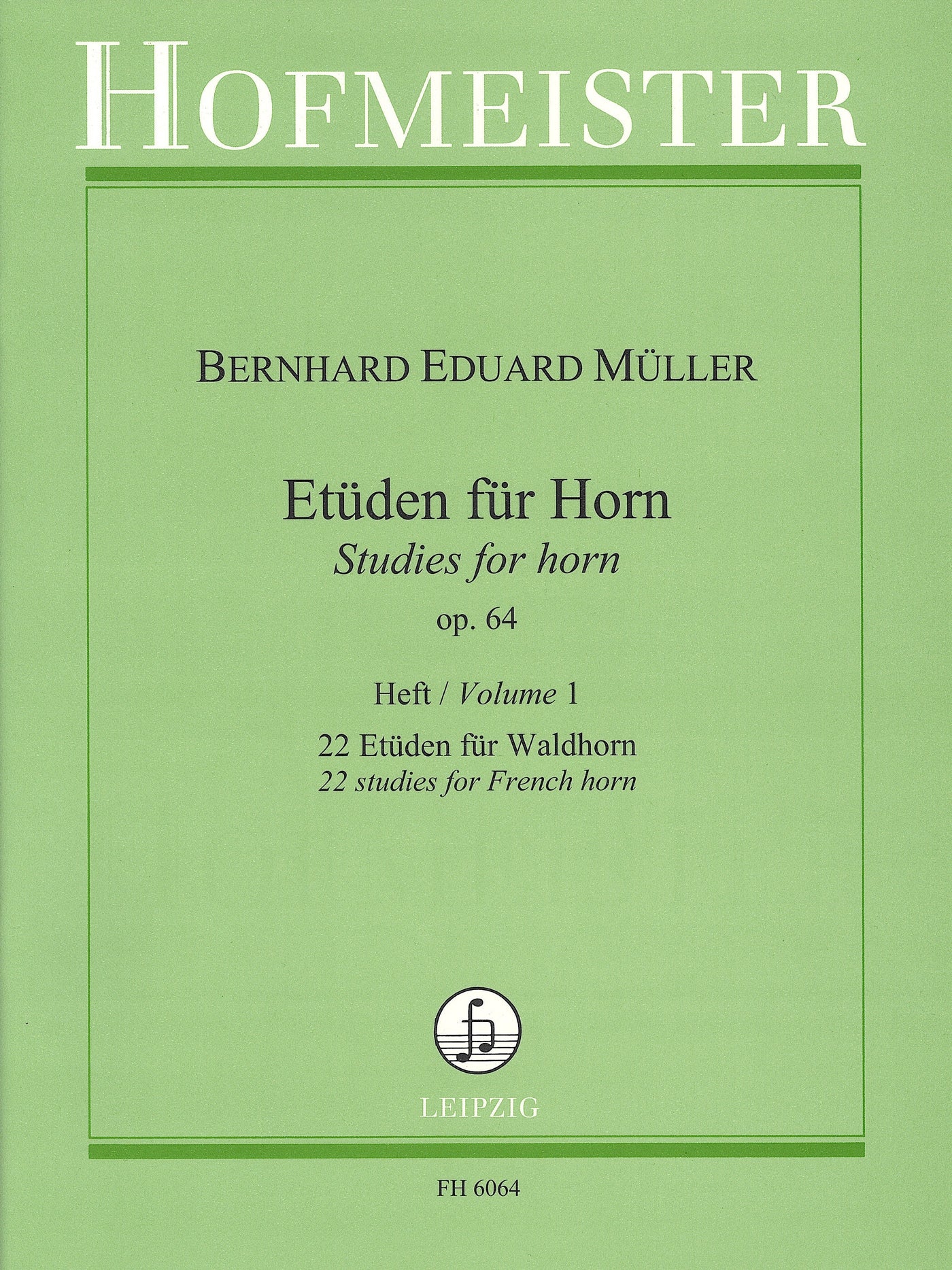 ホルンのための34の練習曲 作品64 第1巻（ホルン）／Etuden fur Horn Op. 64 Heft 1 (Hofmeister)