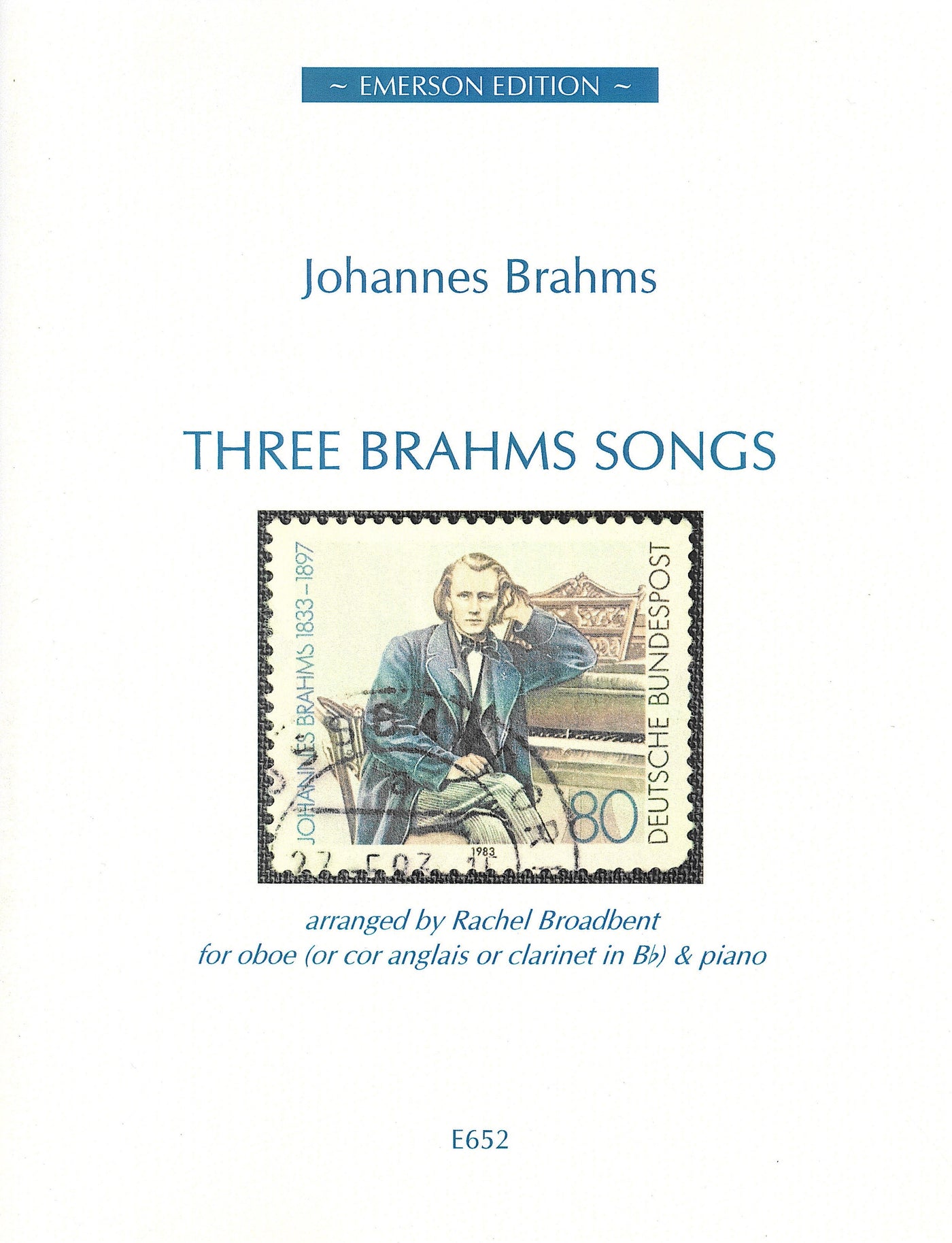 3つのブラームスの歌（オーボエソロ）／3 Brahms Songs (Oboe & Piano)  (Emerson Editions)