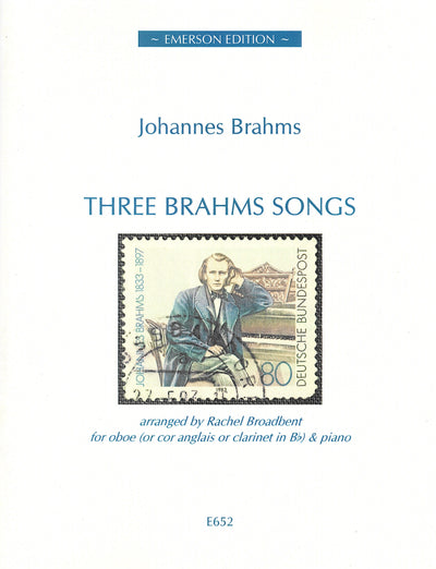 3つのブラームスの歌（オーボエソロ）／3 Brahms Songs (Oboe & Piano)  (Emerson Editions)