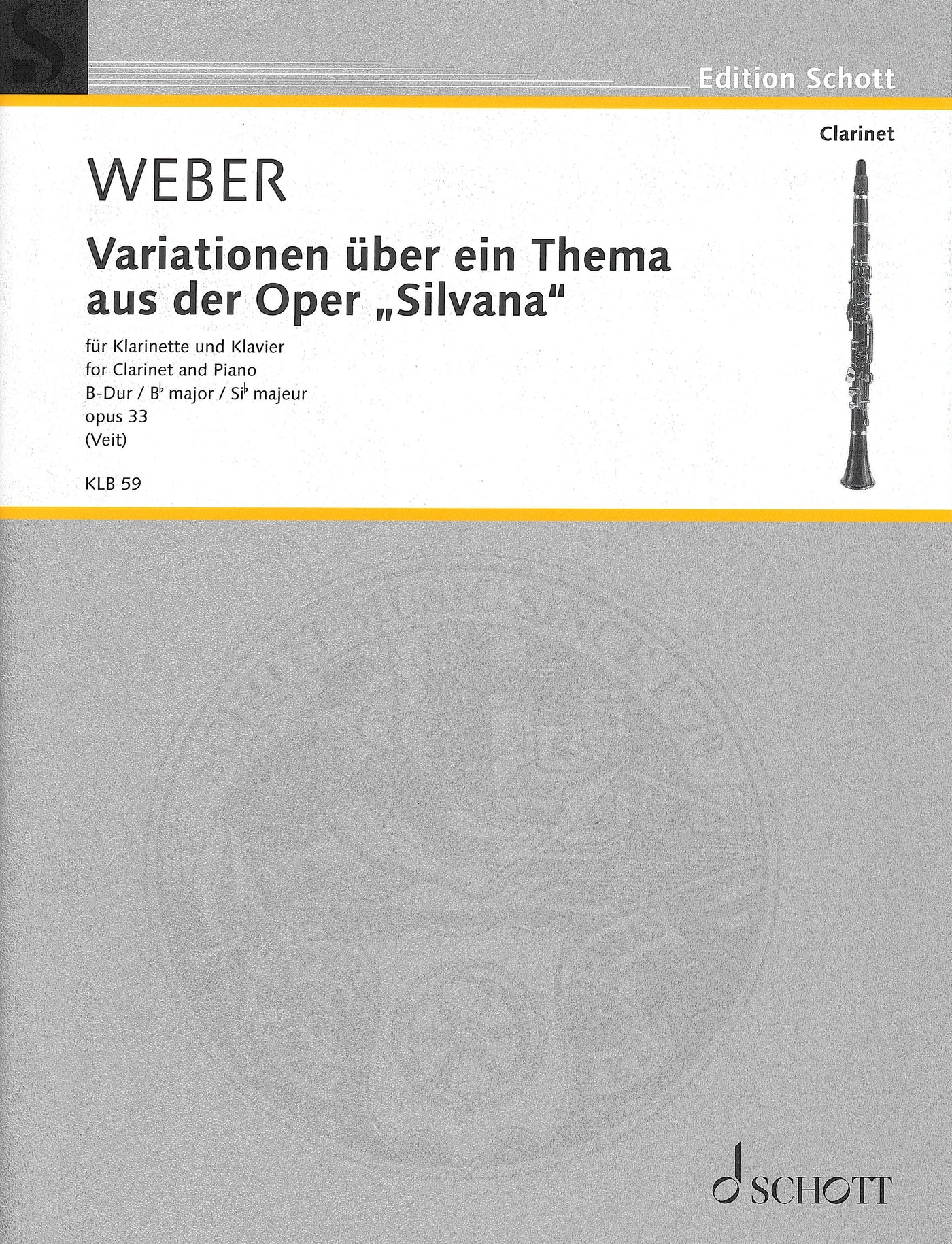 歌劇「ジルヴァーナ」の主題による変奏曲 Op.33（クラリネットソロ）／Variations on a Theme from the Opera Silvana Op 33