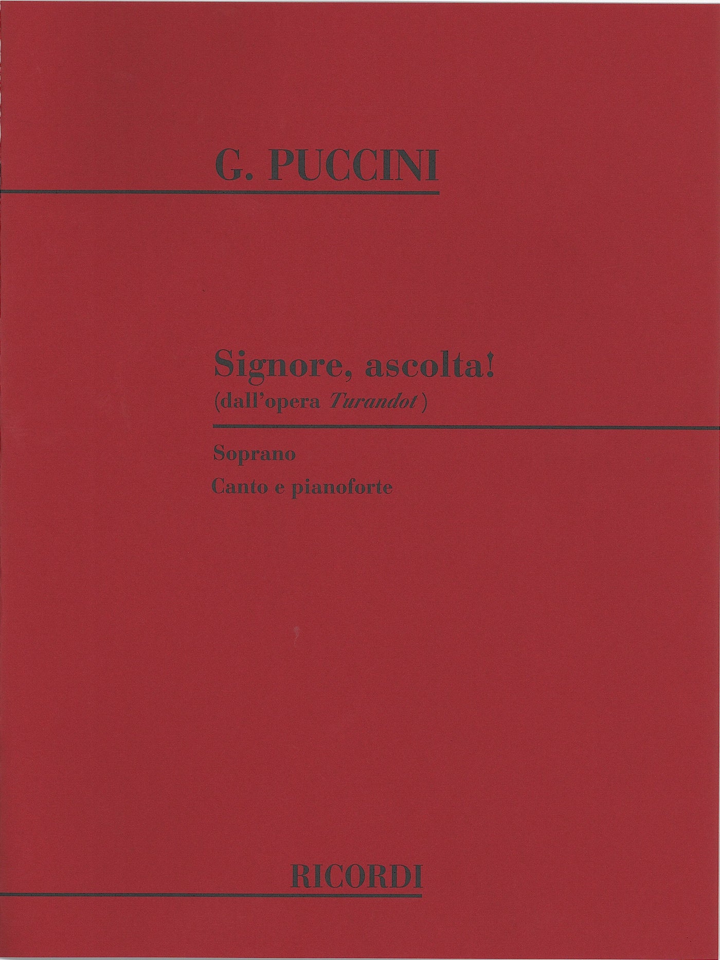 お聞きください、王子様（歌劇「トゥーランドット」より）（ソプラノ）／Signore, ascolta! (from Turandot)