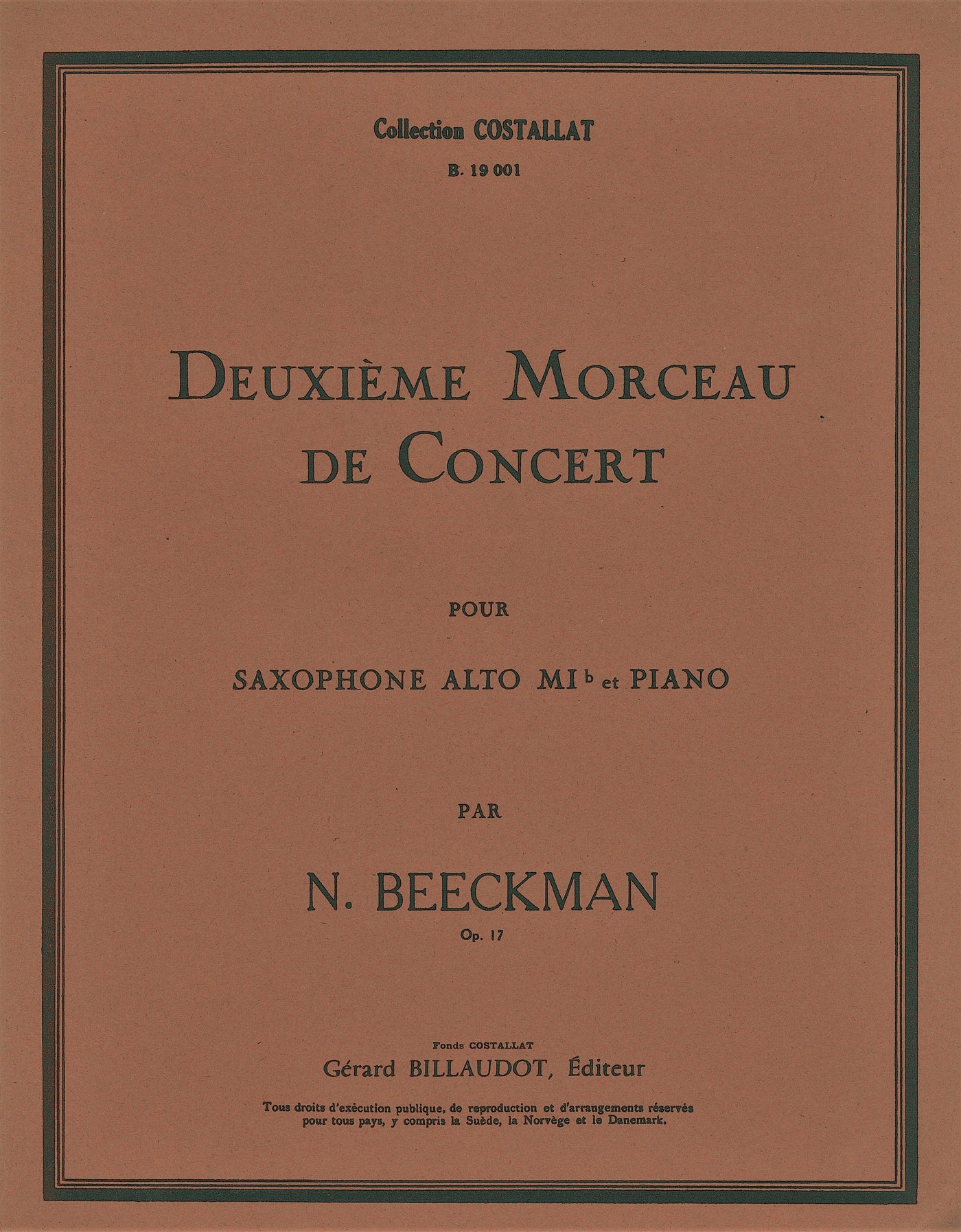 演奏会用小品 第2番 作品17（A.Sax.ソロ）／Deuxième Morceau de Concert op. 17