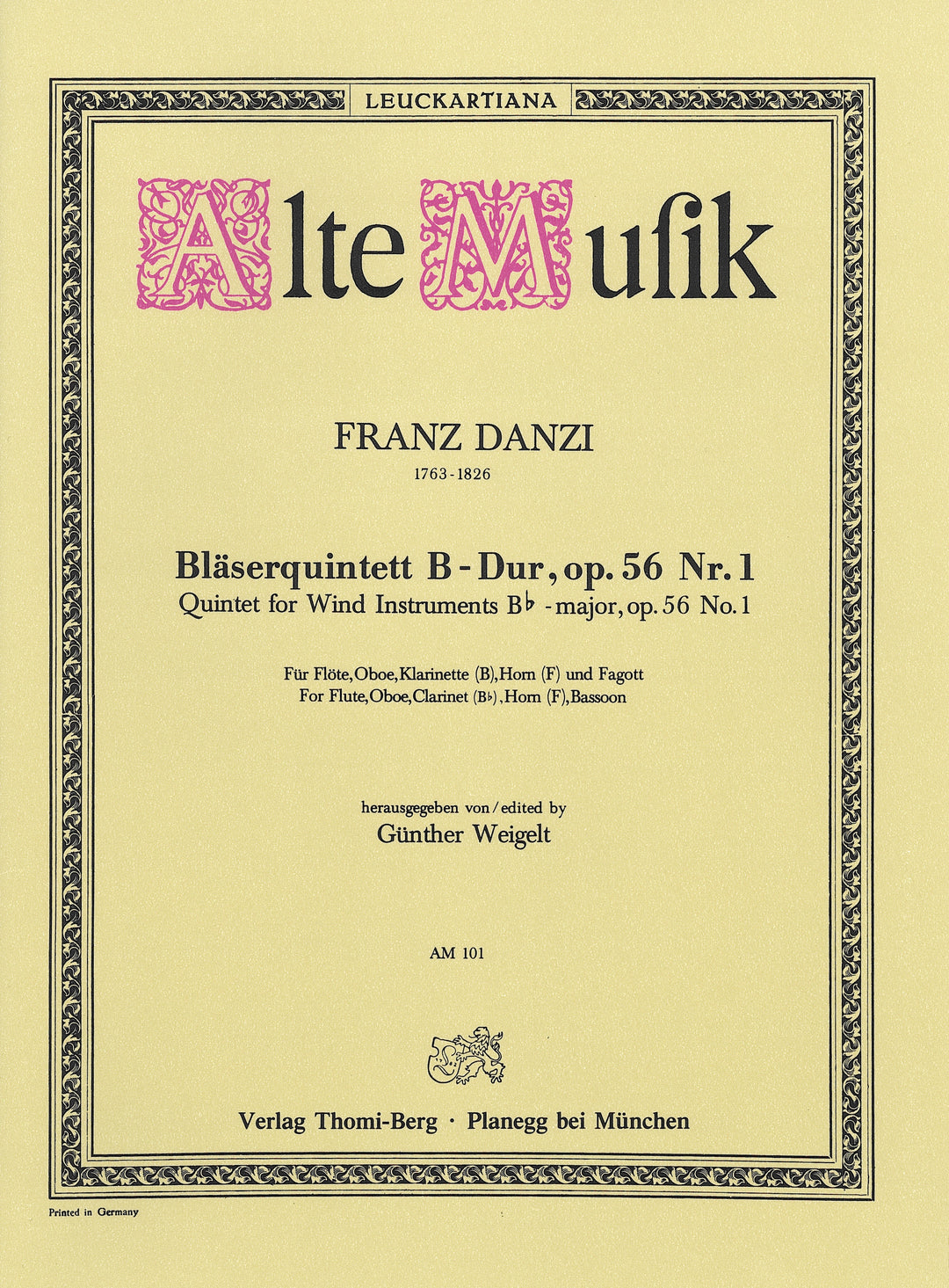 木管5重奏曲 変ロ長調 Op.56 No. 1（木管5重奏）／Blaserquintett B