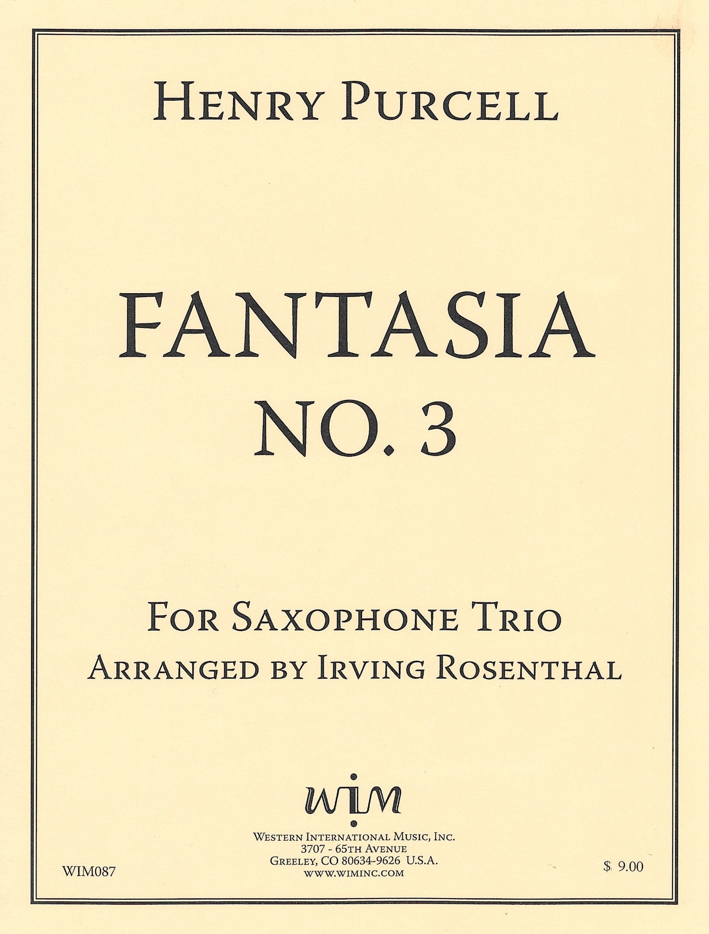 幻想曲 第3番   ファンタジア No. 3（サックス3重奏）／Fantasia No. 3 (Western International Music)