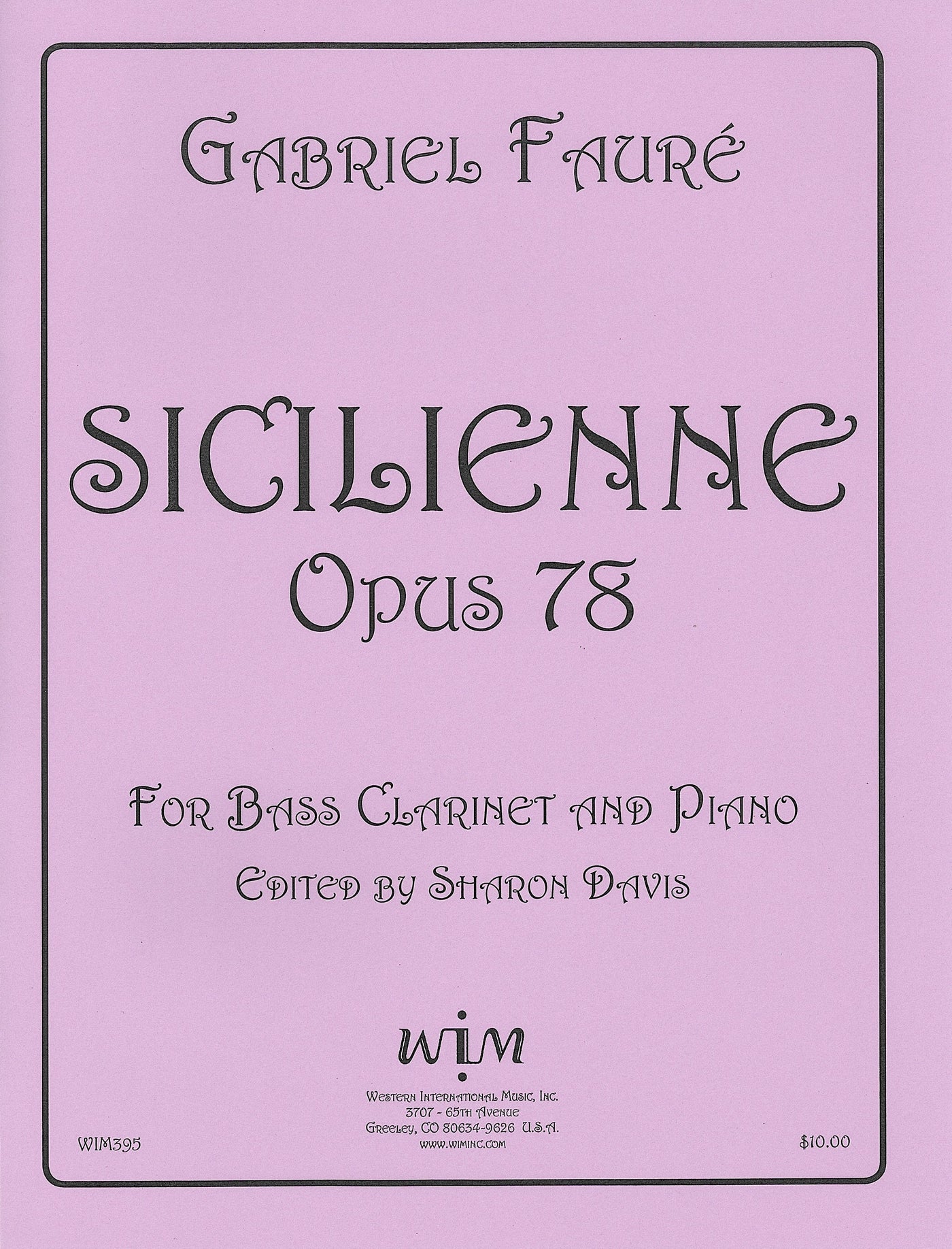 シシリエンヌ Op.78 シチリアーノ（バスクラリネットソロ）／Sicilienne Op. 78 (Bass Clarinet & Piano) (WIM)