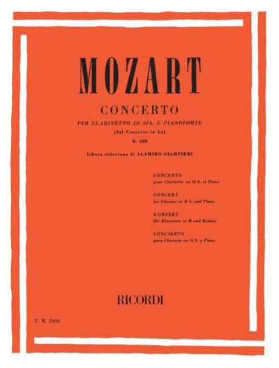 モーツァルト：クラリネット協奏曲 イ長調 K. 622 (Bb管版) （Cl.ソロ）／Clarinet Concerto K 622