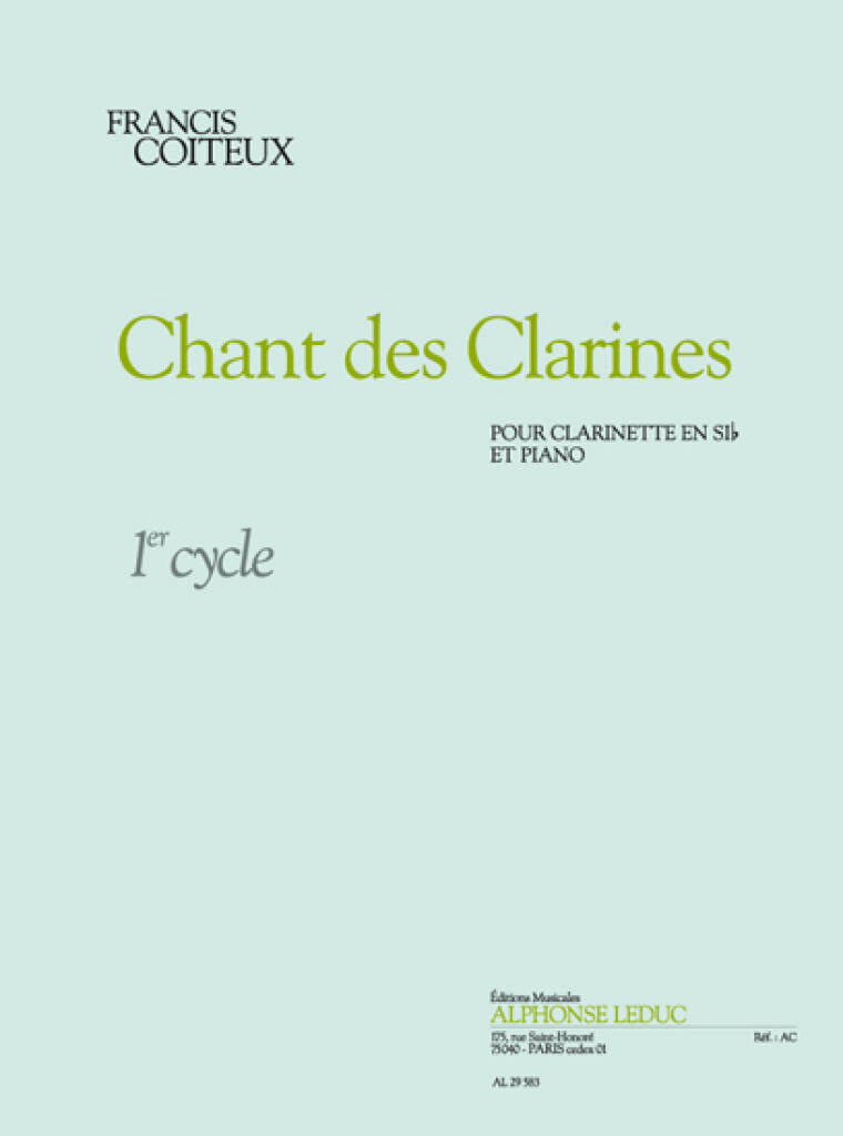 クラリネットの歌（クラリネットソロ）／Chant des Clarines (Clarinet & Piano)