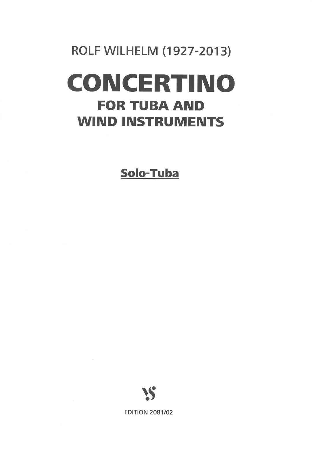 クーツィール　テューバ小協奏曲 テューバ小協奏曲 （チューバソロ）／Concertino for Tuba (Tuba