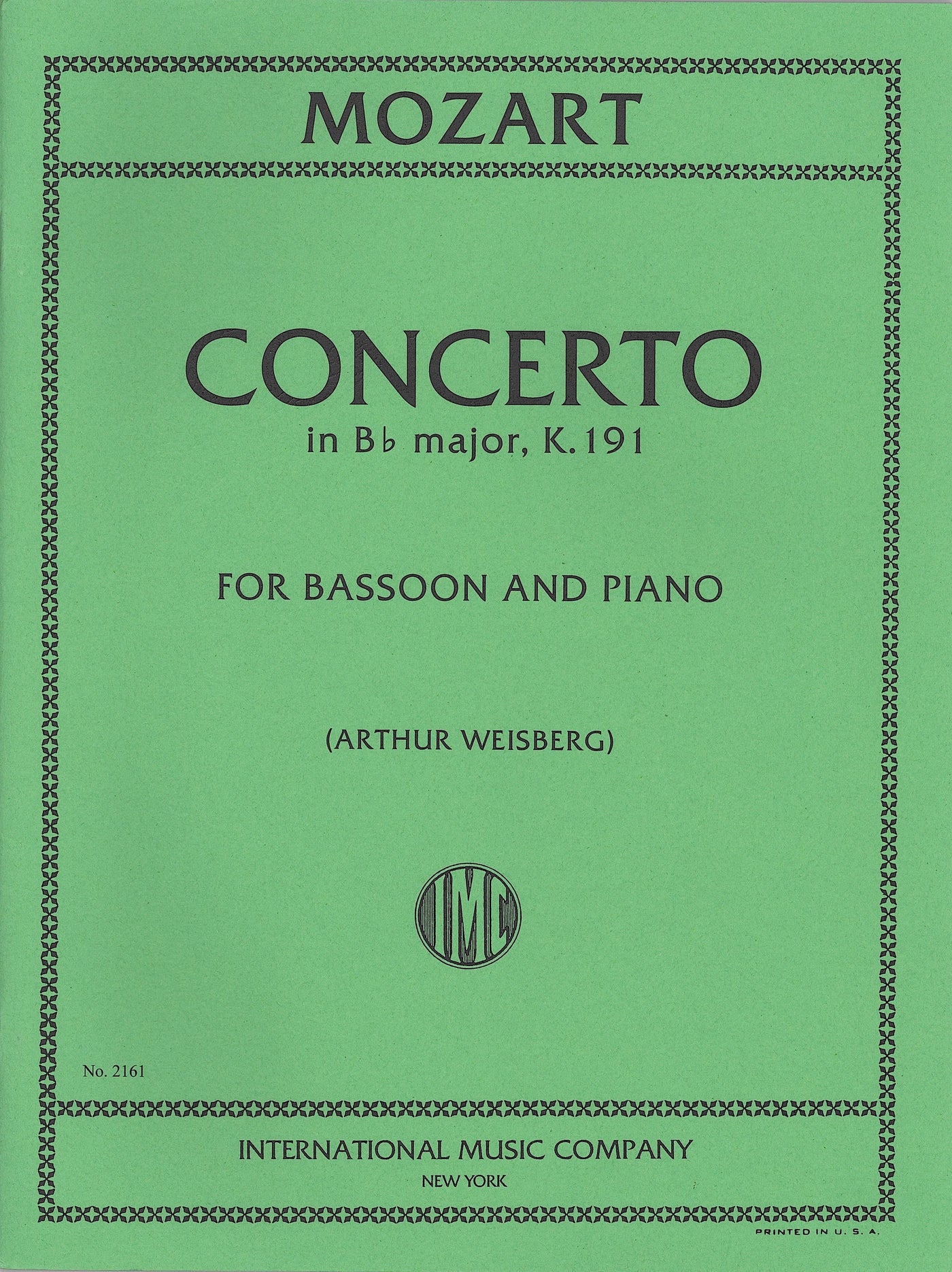W.A.モーツァルト：ファゴット協奏曲 変ロ長調 K. 191／Bassoon Concerto in Bb Major K.191（Bsn.ソロ）
