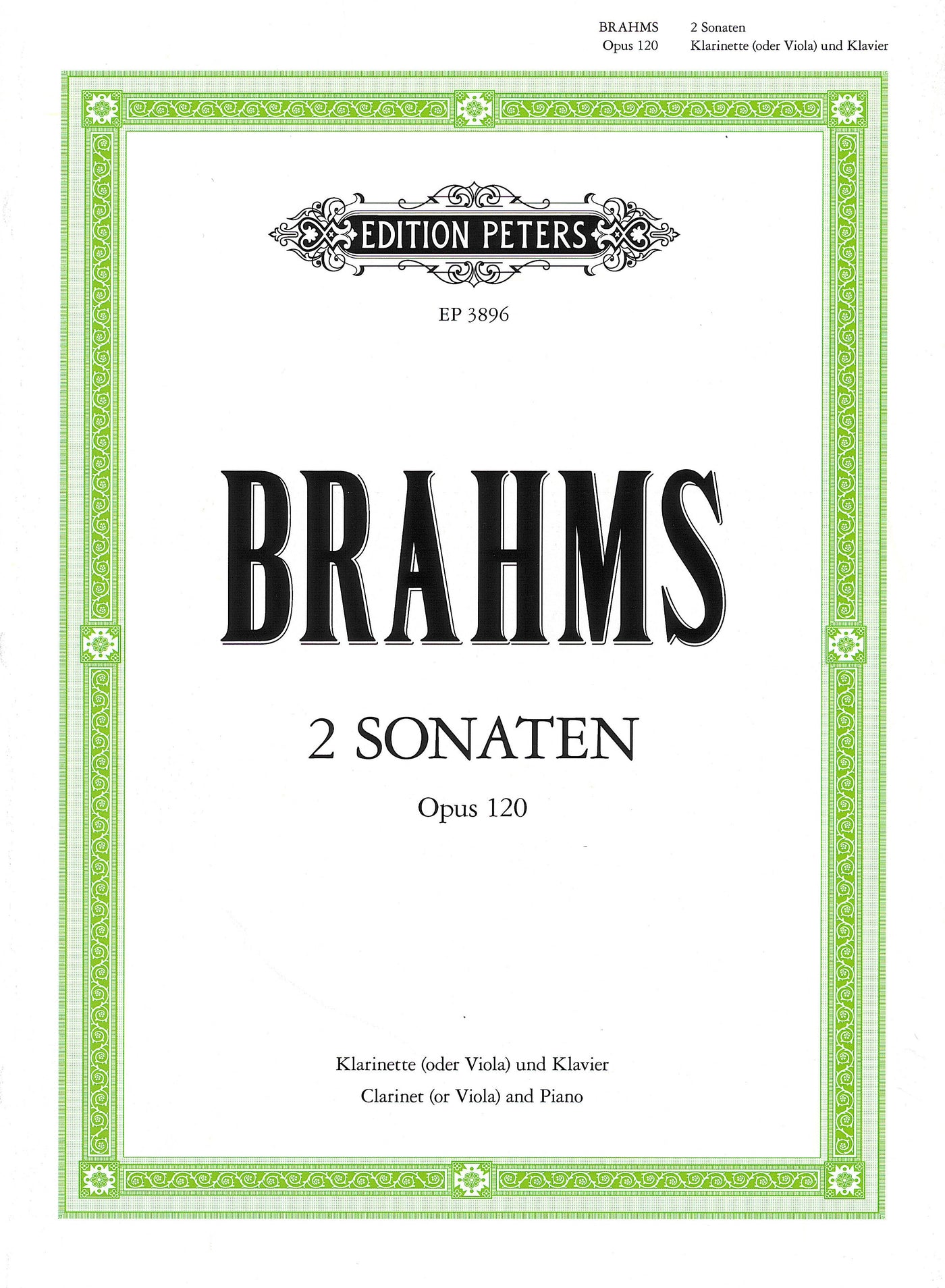 ブラームス：2つのクラリネット・ソナタ Op. 120／2 Sonatas Op. 120（Cl.ソロ）